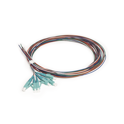Imagen de Kit de 6 Pigtails LC Multimodo OM3 50/125, conectores aqua, 2 metros
