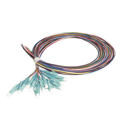 Imagen de Kit de 12 Pigtails LC Multimodo OM3 50/125, conectores aqua, 2 metros