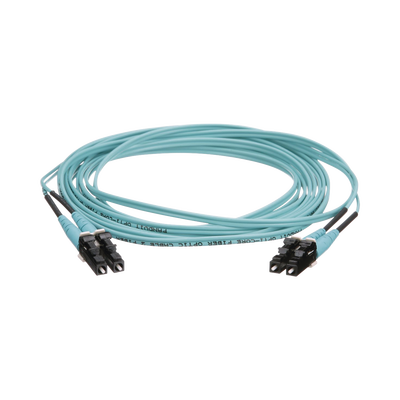 Imagen de Jumper de Fibra Óptica Multimodo 50/125 OM4, LC-LC Duplex, OFNR (Riser), Color Aqua, 5 Metros