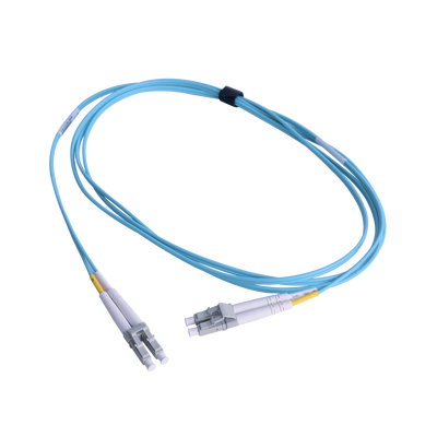 Imagen de Jumper de Fibra Óptica Multimodo 50/125 OM3 XGLO, LC-LC Duplex, OFNR, Color Aqua, 1 Metro
