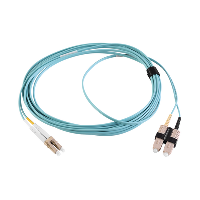 Imagen de Jumper de Fibra Óptica Multimodo 50/125 XGLO OM3, LC-SC Duplex, OFNR, Color Aqua, 1 Metro