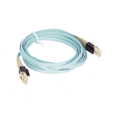 Imagen de Jumper PViQ de Fibra Óptica Multimodo 50/125 OM4, LC-LC Duplex, LSZH, Color Aqua, 3 Metros