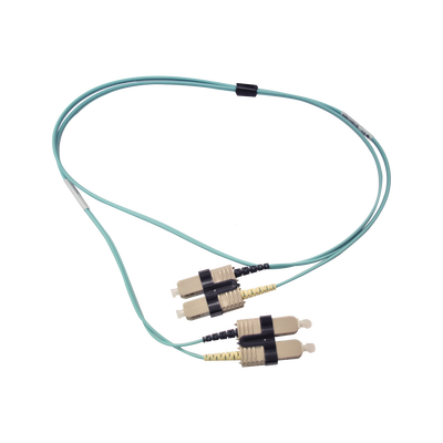 Imagen de Jumper de Fibra Óptica Multimodo 50/125 OM3 XGLO, SC-SC Duplex, OFNR, Color Aqua, 1 Metro