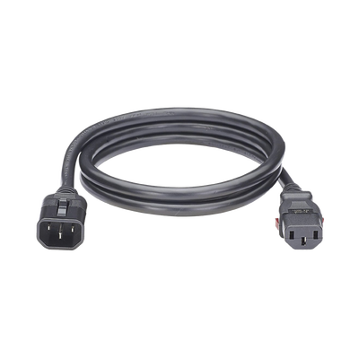 Imagen de Cable de Alimentación Eléctrica Con Bloqueo de Seguridad, de IEC C14 a IEC C13, 1.2 Metros de Largo, Color Negro, Paquete de 10 Piezas