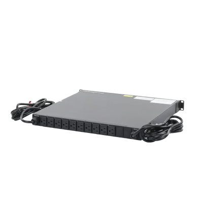 Imagen de PDU Monitoreable de Transferencia Automática ATS (Fuente Redundante), Con 10 Salidas 5-15R, Enchufes de Entrada NEMA 5-15P, Instalación Horizontal de 19in, 1UR, 15 Amp, 120 Vca