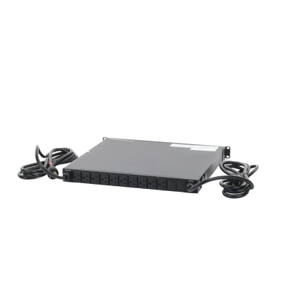 Imagen de PDU Monitoreable de Transferencia Automática ATS (Fuente Redundante), Con 10 Salidas 5-15R,   Enchufes de Entrada L5-20P, Instalación Horizontal de 19in, 1UR, 20 Amp, 120 Vca