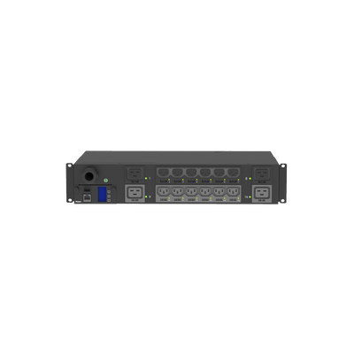 Imagen de PDU Monitoreable y Switchable (MS) para Distribución de Energía, Enchufe de Entrada NEMA L6-30P, Con 12 Salidas C13 y 4 Salidas C19, Horizontal 19in, 208 Vca, 30 Amp, 2UR
