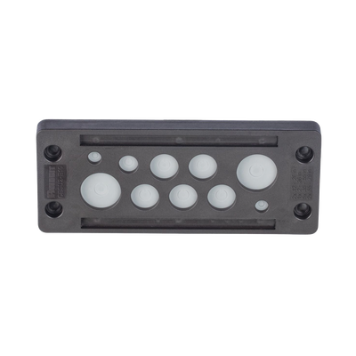 Imagen de Pasacable de 10 Orificios de Marco Rectangular, IP65, 4.41" X 1.42", para Cables no Terminados, Color Negro.