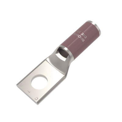 Imagen de Zapata Terminal de Compresión de Cobre Electrolítico Estañado de Cañón Corto para Tornillo de 1/2" y Calibre 2 AWG.