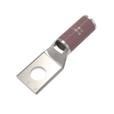 Imagen de Zapata Terminal de Compresión de Cobre Electrolítico Estañado de Cañón Corto para Tornillo de 1/2" y Calibre 4 AWG.
