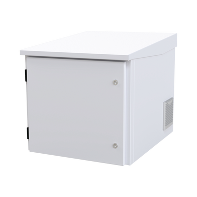 Imagen de Gabinete PROFUNDO hasta 705 mm  de profundidad, de Exterior de 9UR con Ventiladores y Termostato, Se envía el Gabinete Armado, (Montaje a poste o torre se vende por separado).