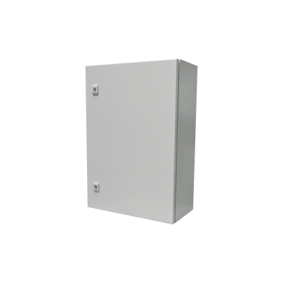 Imagen de Gabinete de Acero IP66 Uso en Intemperie (500 x 700 x 250 mm) con Placa Trasera Interior Metálica y Compuerta Inferior Atornillable (Incluye Chapa y Llave T).