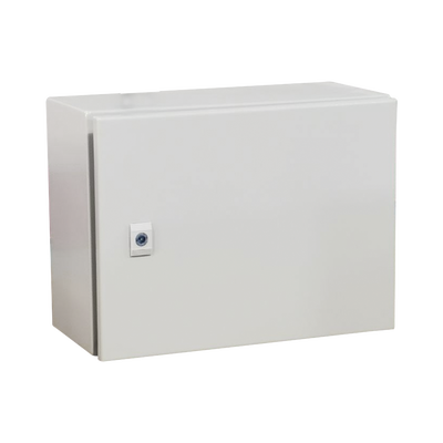 Imagen de Gabinete de Acero IP66 Uso en Intemperie (400 x 300 x 300 mm) con Placa Trasera Interior Metálica y Compuerta Inferior Atornillable (Incluye Chapa y Llave T). Ideal para Centros de Carga y Tableros de Control.