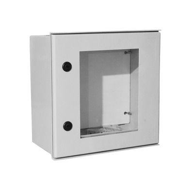 Imagen de Gabinete de Poliéster IP65 Puerta Transparente, Uso en Intemperie (400 x 400 x 200 mm) con Placa Trasera Interior de Plástico (Incluye Chapa y Llave).