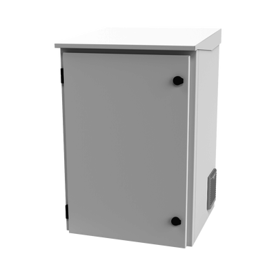 Imagen de Gabinete de Exterior con Rack de 19" de 16U con Ventiladores y Termostato, Se envía el Gabinete Armado. (Montaje a poste o torre se vende por separado).