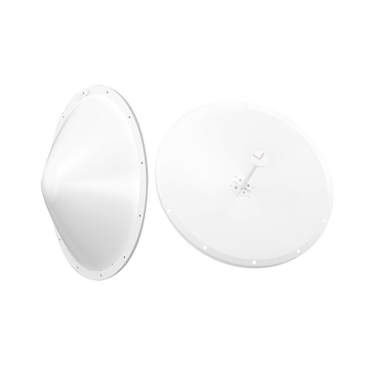 Imagen de Kit de Antena y radomo, ganancia de  28 dBi, rango de frecuencia extendida (4.9 a 6.5 GHz), conectores SMA-macho inverso, incluye jumper, distancia de hasta 15 km