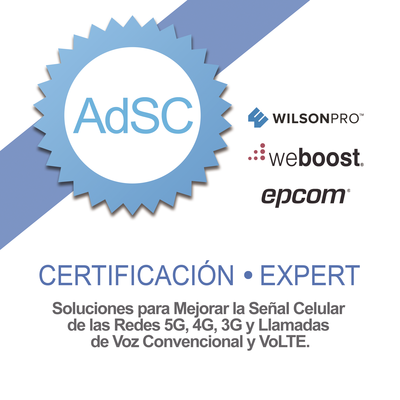 Imagen de Certificación en Amplificadores de Señal Celular para Mejorar la Cobertura Celular 2G, 3G, 4G, 5G y llamadas VoLTE y convencionales.