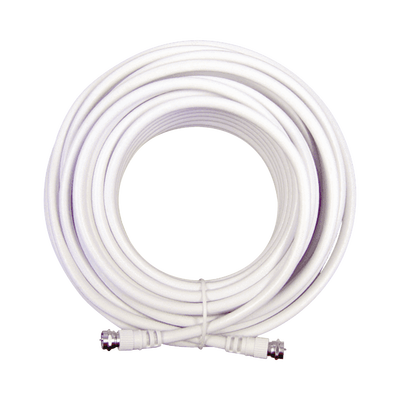 Imagen de Jumper Coaxial con Cable Tipo RG-6 en Color Blanco de 15.24 Metros de Longitud y Conectores F Macho en Ambos Extremos. 75 Ohm de Impedancia.