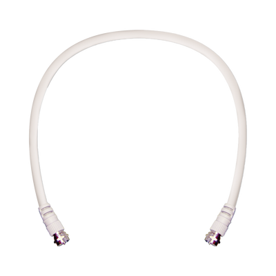 Imagen de Jumper Coaxial con Cable Tipo RG-6 en Color Blanco de 60.96 centímetros de Longitud y Conectores F Macho en Ambos Extremos. 75 Ohm de Impedancia.