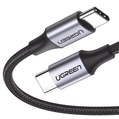 Imagen de Cable USB-C a USB-C | 1 Metro | Transferencia de datos de 480 Mbps | Carga Rápida de hasta 60W | QC 4.0/3.0/2.0 | PD3.0 | FPC | AFC | Protección Integrada | Caja de Aluminio | Nylon Trenzado | Color Negro.