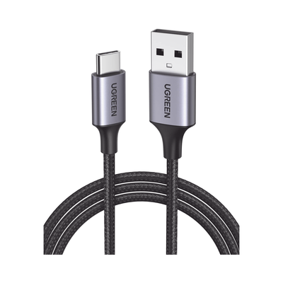 Imagen de Cable USB-A a USB-C | 2 Metros | Transferencia de datos de 480 Mbps | Carga Rápida | QC 4.0/3.0/2.0 | FPC | AFC | Protección Integrada | Caja de Aluminio | Nylon Trenzado | Color Negro.