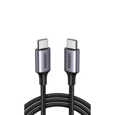Imagen de Cable USB-C a USB-C | 2 Metros | Transferencia de datos de 480 Mbps | Carga Rápida de hasta 60W | QC 4.0/3.0/2.0 | PD3.0 | FPC | AFC | Protección Integrada | Caja de Aluminio | Nylon Trenzado | Color Negro.