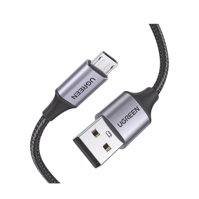 Imagen de Cable USB-A a Micro USB | 1 Metro | Carga Rápida | QC 3.0/2.0 | FPC | AFC | Transferencia de datos de 480 Mbps | Recarga hasta 18W | Protección Integrada | Caja de Aluminio | Nylon Trenzado | Color Negro.