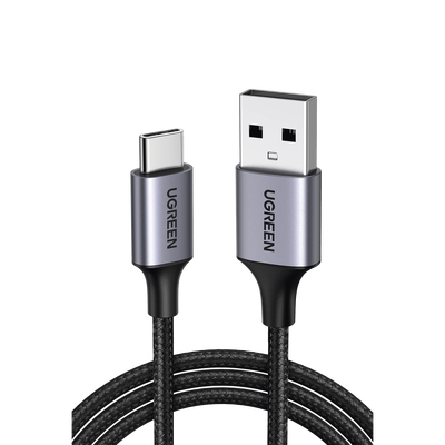 Imagen de Cable USB-A a USB-C | 1 Metro | Transferencia de datos de 480 Mbps | Carga Rápida | QC 4.0/3.0/2.0 | FPC | AFC | Protección Integrada | Caja de Aluminio | Nylon Trenzado | Color Negro.
