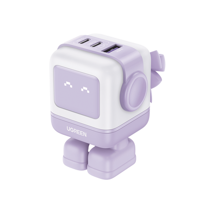 Imagen de Cargador RobotGaN de 65W Serie Nexode | 3 Puertos de Carga Rápida | 2 USB-C | 1 USB-A | PD 3.0 | QC 4.0 | Carga Inteligente | Tecnología GaN II | Zapato Magnético Extraíble | Carcasa Ignifuga | Pantalla LED.