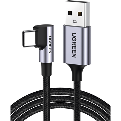 Imagen de Cable USB-A a USB-C | 2 Metros | Conector con Ángulo Recto de 90° | Carga Rápida de hasta 60W | 480 Mbps | PD3.0 | QC /3.0/2.0 | FPC | AFC | Protección Integrada| Caja de Aluminio | Nylon Trenzado | Color Negro.