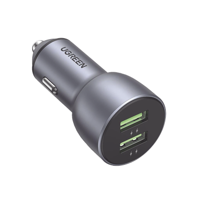 Imagen de Cargador de Auto 36W | 2 Puertos USB-A | Carga Rápida | Compatible con Vehículos de 12 y 24 VCD | PD3.0 + QC3.0 | Chip Inteligente | Diseño Compacto | Mayor Eficiencia Energética | Aleación de Aluminio.