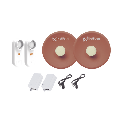 Imagen de Kit de 2 radios C5X con antenas NPPROS2PACK (27 dBi), rango de frecuencia extendida (4.9 a 6.4 GHz), incluye inyector POE  y cable de alimentación