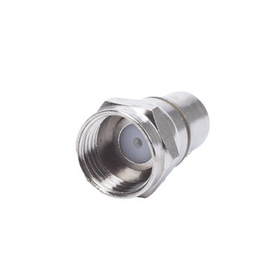 Imagen de Conector F Macho, Plegable con PIN para Cable RG-6, Cuerpo de Bronce Niquelado.