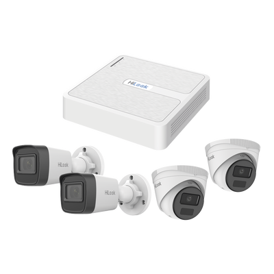 Imagen de Kit IP 2 Megapixel / NVR de 4 Canales con 4 Puertos PoE / 2 Cámaras IP Bala para Exterior / 2 Cámaras IP Domo para ExterIOR