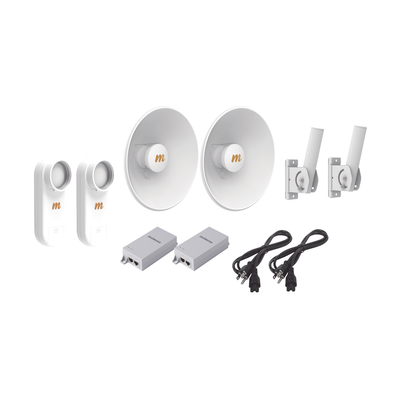 Imagen de Kit de 2 radios C5X / Con antena N5-X25-2PACK (25 dBi) / Frecuencia extendida (4.9 a 6.4 GHz) / Incluye inyector POE / cable de alimentación y 2 FLEXIMOUNT-XL de / Ideal para hasta 10 km