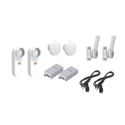 Imagen de Kit de 2 radios C5X con 2 antenas de (12 dBi), rango de frecuencia extendida (4.9 a 6.4 GHz),  incluye inyector POE, cable de alimentación y 2 FLEXIMOUNT-XL para alineación, distancia de hasta 3 km