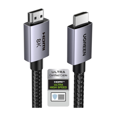 Imagen de Cable HDMI 2.1 de 8K@60Hz | 3 metros | 48Gbps | HDR10+ | 3D Inversivo| eARC | Dolby ATMOS |   VVR | QMS | QFT | ALLM | 3 modos de Visualización | Certificado HDMI 8K | Niquelado | Nylon Trenzado | Carcasa de Aluminio.