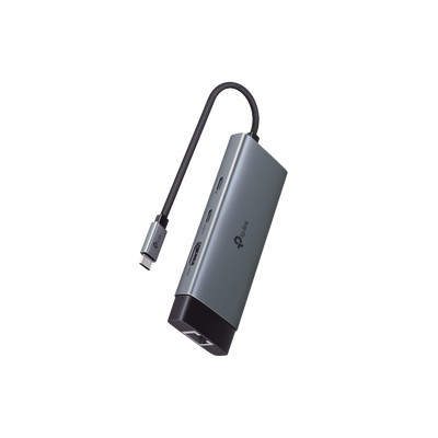 Imagen de Adaptador HUB 6 en 1, 1 puerto USB-C entrada, 1 puerto HDMI 4K, 1 puerto Ethernet Gigabit, 1 puerto USB-C y 2 puertos USB-A