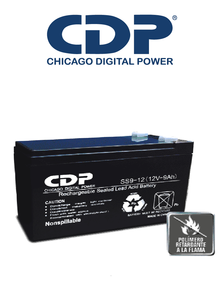 CDP - B-12/9 SLB 12-9 - Bateria de respaldo / 12V a 9A / Libre de mantenimiento / Fácil instalación / Compatible con CCTV y DSC