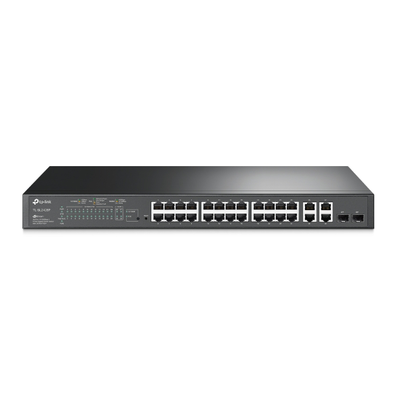Imagen de Switch PoE+ JetStream SDN Administrable 24 puertos 10/100 Mbps + 2 puertos 10/100/1000 Mbps (Uplink) + 2 puertos SFP (combo 2 RJ45 10/100/1000 Mbps), 250W, administración centralizada OMADA SDN