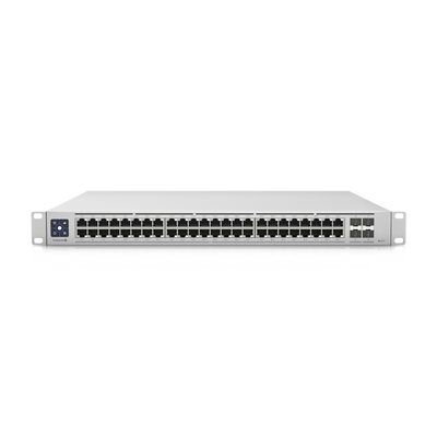 Imagen de UniFi Switch Enterprise administrable capa 3, 48 puertos 2.5GbE RJ45 POE+, 4 puertos 10G SFP+, 720W, con pantalla táctil de 1.3"