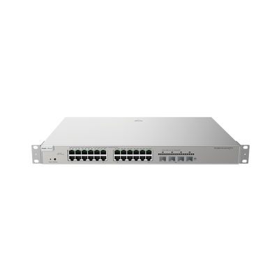 Imagen de Switch Administrable Capa 3 con 24 puertos Gigabit PoE 802.3af/at + 4 SFP+ para fibra 10Gb, gestión gratuita desde la nube, 370w