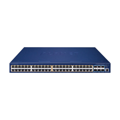 Imagen de Switch Administrable Stacking Capa 3, 48 Puertos PoE Gigabit 802.3at, 6 Puertos SFP de 10 G, Incluye Fuente Redundante de 55 V cc