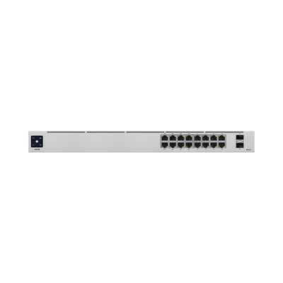 Imagen de UniFi Switch USW-16-POE Gen2, Capa 2 de 16 puertos (8 puertos PoE 802.3af/at + 8 puertos Gigabit) + 2 puertos 1G SFP, 42W, pantalla informativa