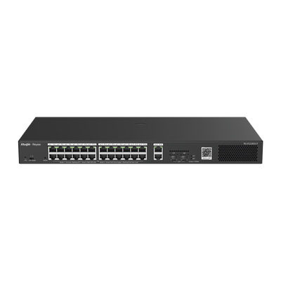 Imagen de Switch Smart PoE con 24 puertos Gigabit PoE 802.3af/at + 2 SFP para fibra 1Gb, gestión gratuita desde la nube, 370w