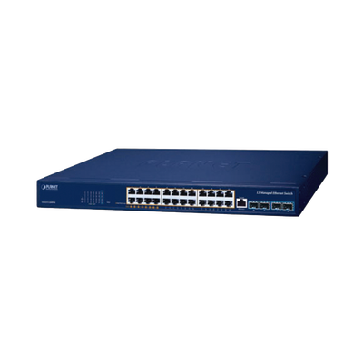 Imagen de Switch PoE Administrable Capa 3, 24 Puertos Gigabit, Hasta 480 W, 8 Puertos 802.3bt, 16 Puertos 802.3at, 4 Puertos SFP 10G