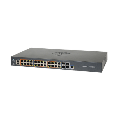 Imagen de Switch cnMatrix EX2028-P capa 3 de 28 puertos (24 PoE Gigabit 802.3af/at, 4 SFP+) administración desde la Nube (MX-EX2028PxB-U)