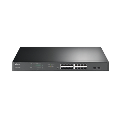 Imagen de Switch JetStream de 16 puertos 10/100/1000Mbps y PoE af/at, 2 puertos SFP hasta 192W.