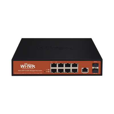 Imagen de Switch Administrable de 8 puertos Gigabit Ethernet con PoE 802.3 af/at y 24V Pasivo + 2 SFP Gigabit, 150 W
