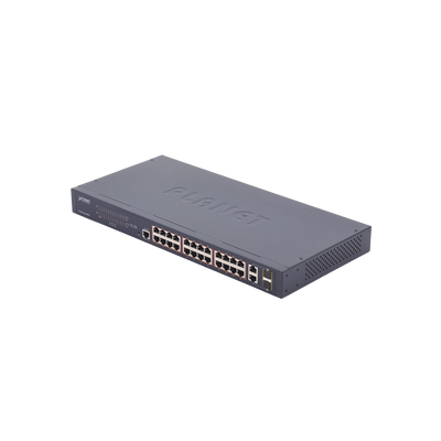 Imagen de Switch administrable de 24 puertos 10/100TX PoE+ y 2 puertos combo TP/SFP Gigabit